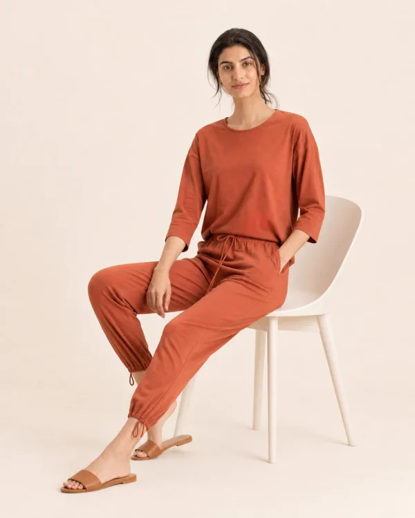 elrare terracotta drawstring lounge seated