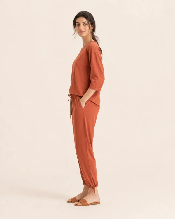elrare terracotta drawstring lounge side view