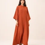 elrare terracotta solid kaftan front view