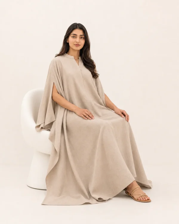 elrare warm stone solid kaftan seated