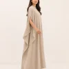 elrare warm stone solid kaftan side view