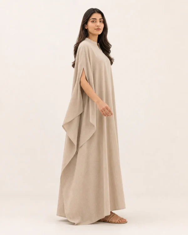 elrare warm stone solid kaftan side view