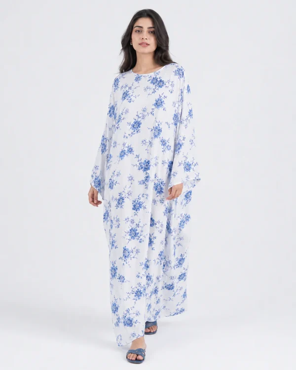elrare white blue china kaftan front view