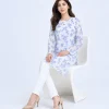 elrare white blue porcelain tunic seated