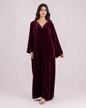 elrare wine crystal kaftan front view