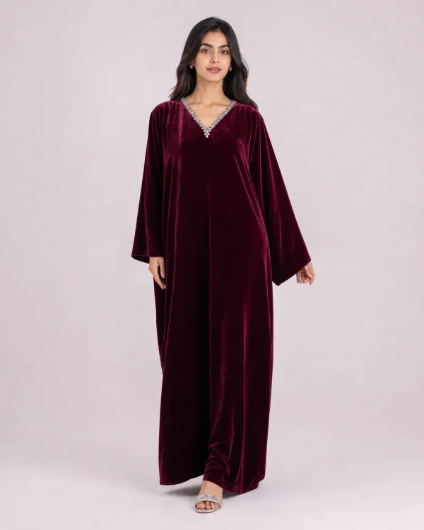 elrare wine crystal kaftan front view